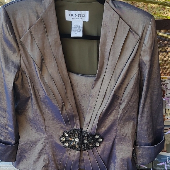 EUC 2 PC TanJay purple gold  Metallic Blazer with matching tank top - Picture 3 of 11
